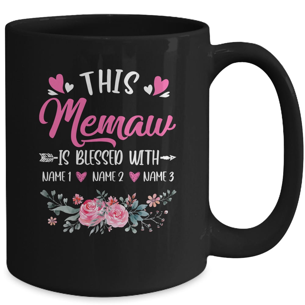 Personalized This Memaw Is Blessed With Kids Custom Memaw Name Flower Mothers Day Birthday Christmas Mug | siriusteestore