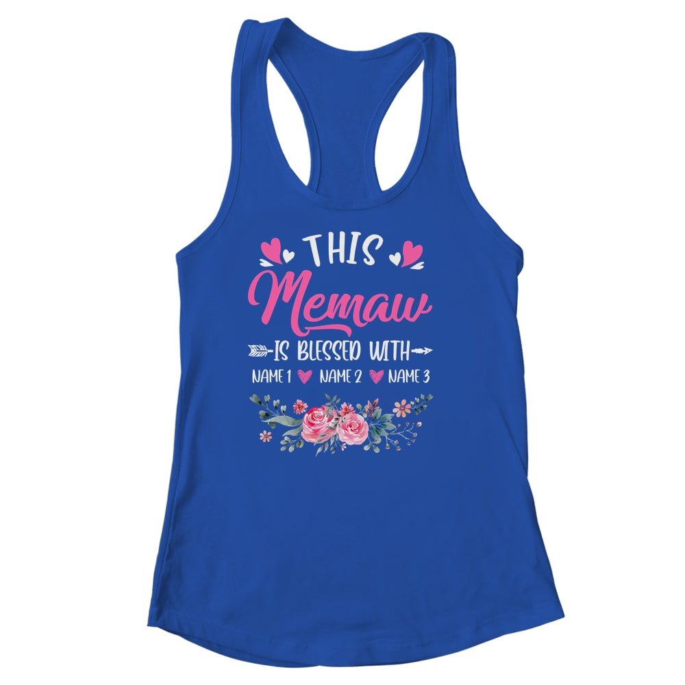 Personalized This Memaw Is Blessed With Kids Custom Memaw Name Flower Mothers Day Birthday Christmas Shirt & Tank Top | siriusteestore