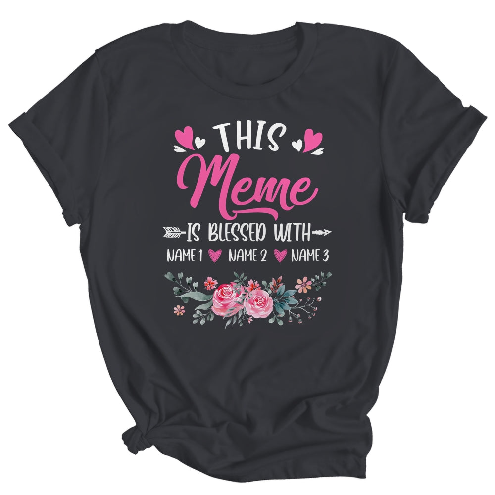 Personalized This Meme Is Blessed With Kids Custom Meme Name Flower Mothers Day Birthday Christmas Shirt & Tank Top | siriusteestore
