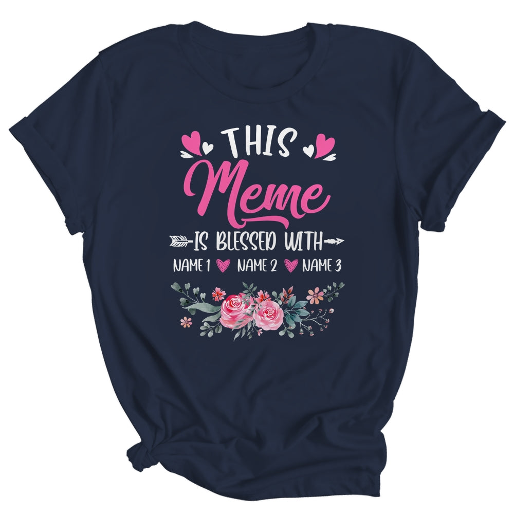 Personalized This Meme Is Blessed With Kids Custom Meme Name Flower Mothers Day Birthday Christmas Shirt & Tank Top | siriusteestore