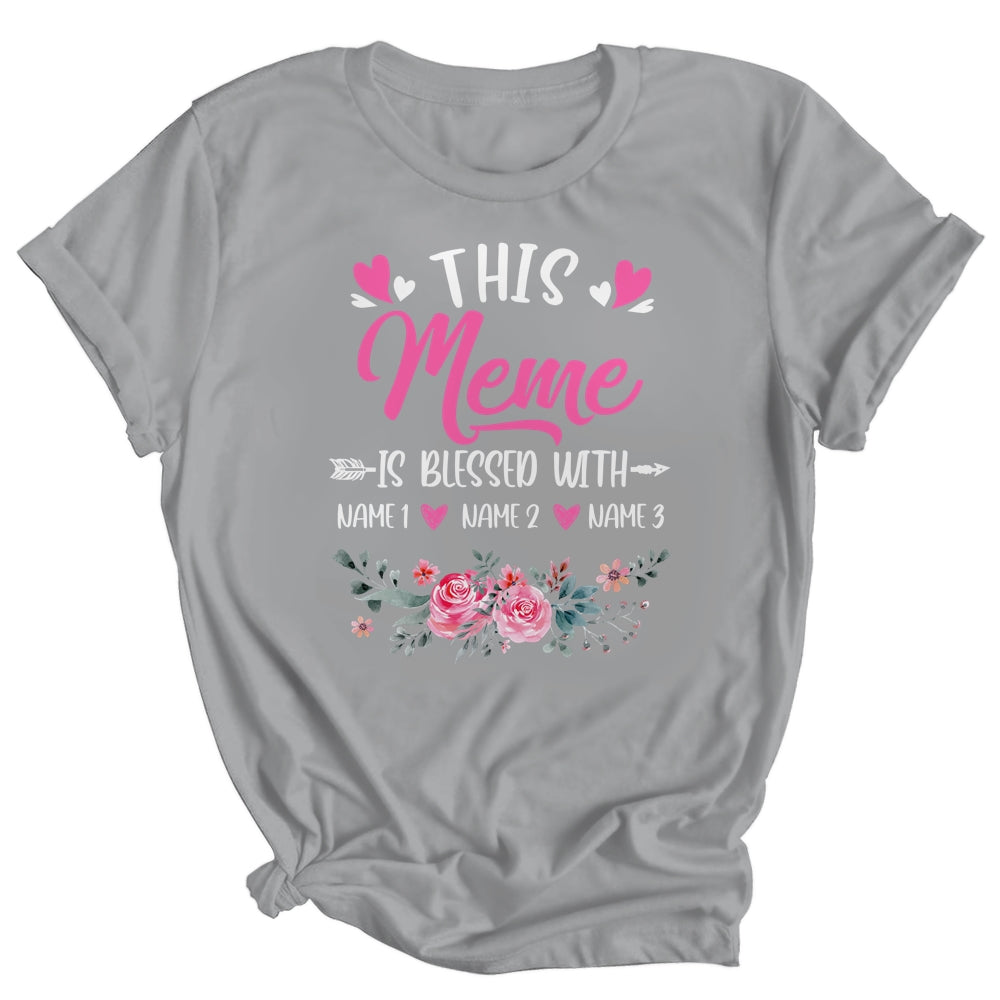 Personalized This Meme Is Blessed With Kids Custom Meme Name Flower Mothers Day Birthday Christmas Shirt & Tank Top | siriusteestore