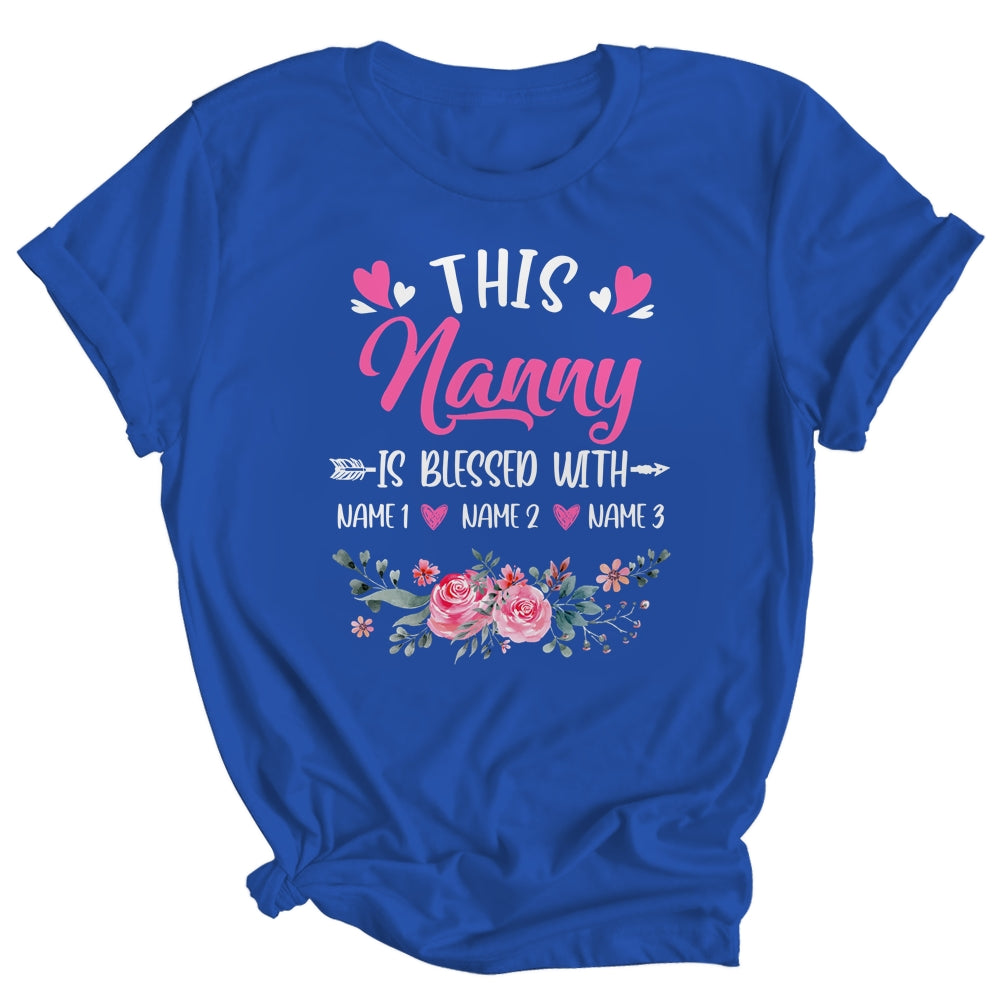 Personalized This Nanny Is Blessed With Kids Custom Nanny Name Flower Mothers Day Birthday Christmas Shirt & Tank Top | siriusteestore