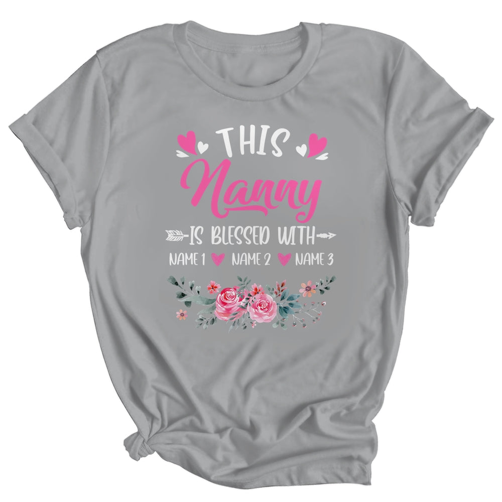 Personalized This Nanny Is Blessed With Kids Custom Nanny Name Flower Mothers Day Birthday Christmas Shirt & Tank Top | siriusteestore
