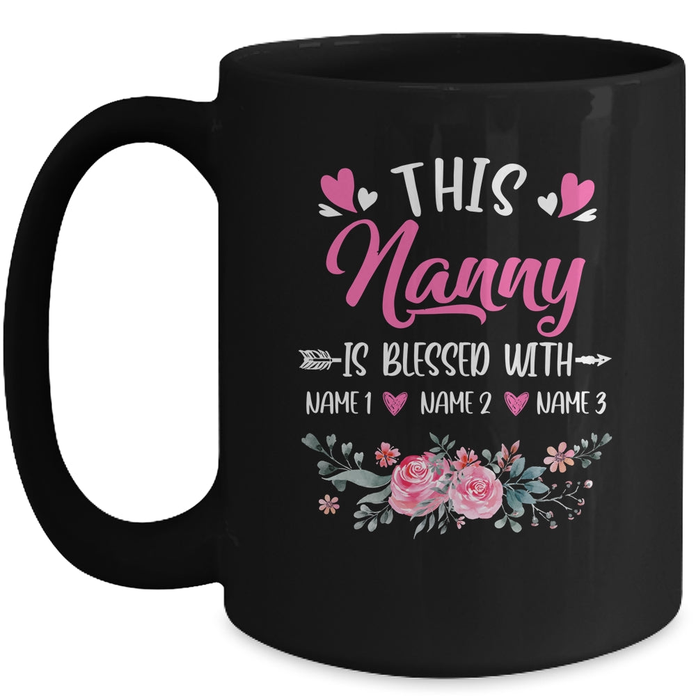 Personalized This Nanny Is Blessed With Kids Custom Nanny Name Flower Mothers Day Birthday Christmas Mug | siriusteestore