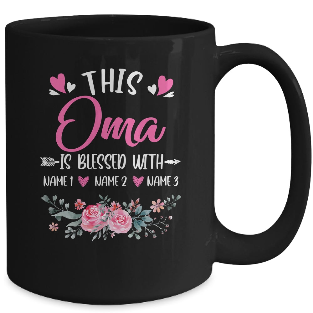 Personalized This Oma Is Blessed With Kids Custom Oma Name Flower Mothers Day Birthday Christmas Mug | siriusteestore