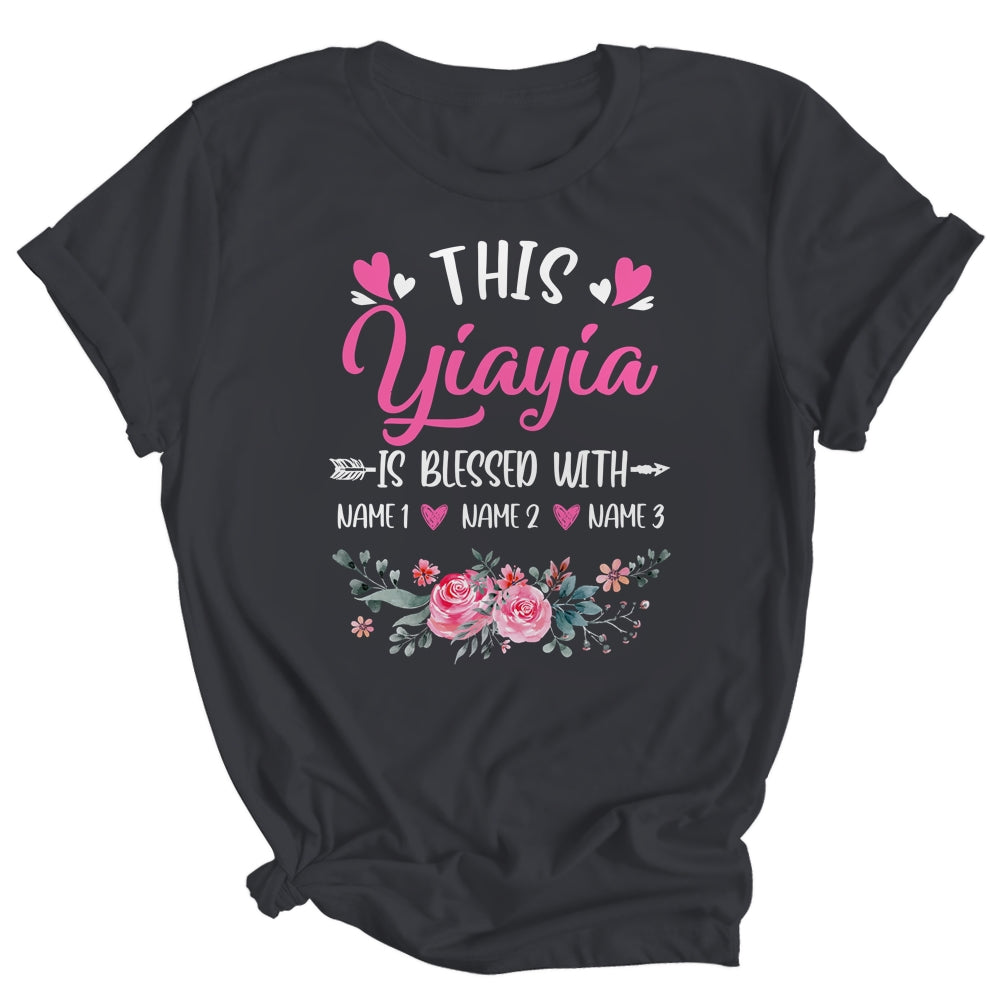 Personalized This Yiayia Is Blessed With Kids Custom Yiayia Name Flower Mothers Day Birthday Christmas Shirt & Tank Top | siriusteestore