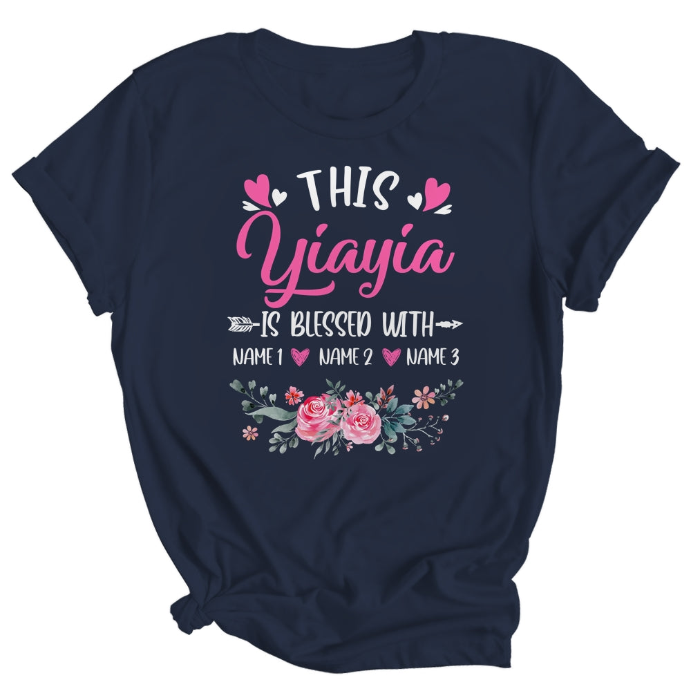 Personalized This Yiayia Is Blessed With Kids Custom Yiayia Name Flower Mothers Day Birthday Christmas Shirt & Tank Top | siriusteestore