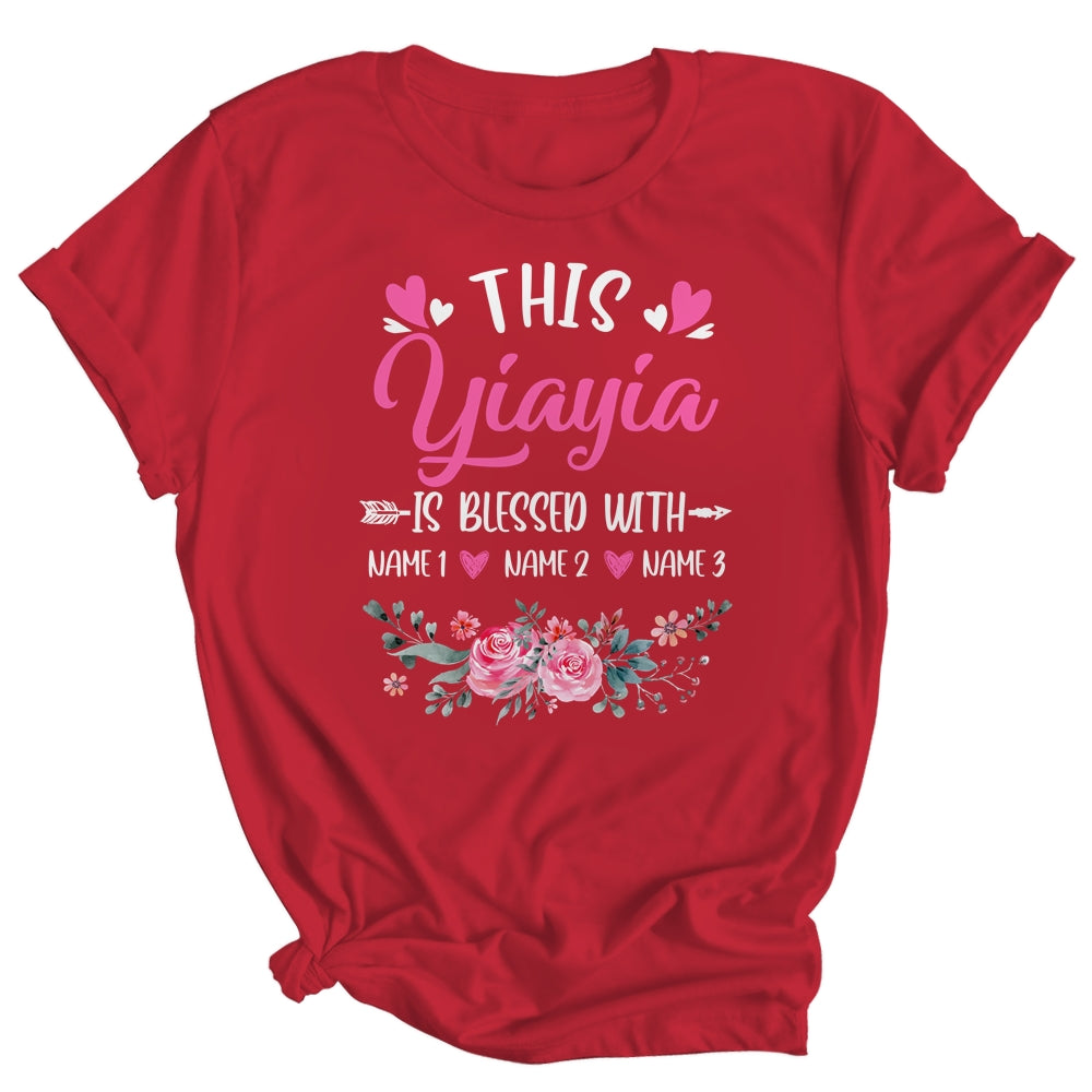 Personalized This Yiayia Is Blessed With Kids Custom Yiayia Name Flower Mothers Day Birthday Christmas Shirt & Tank Top | siriusteestore