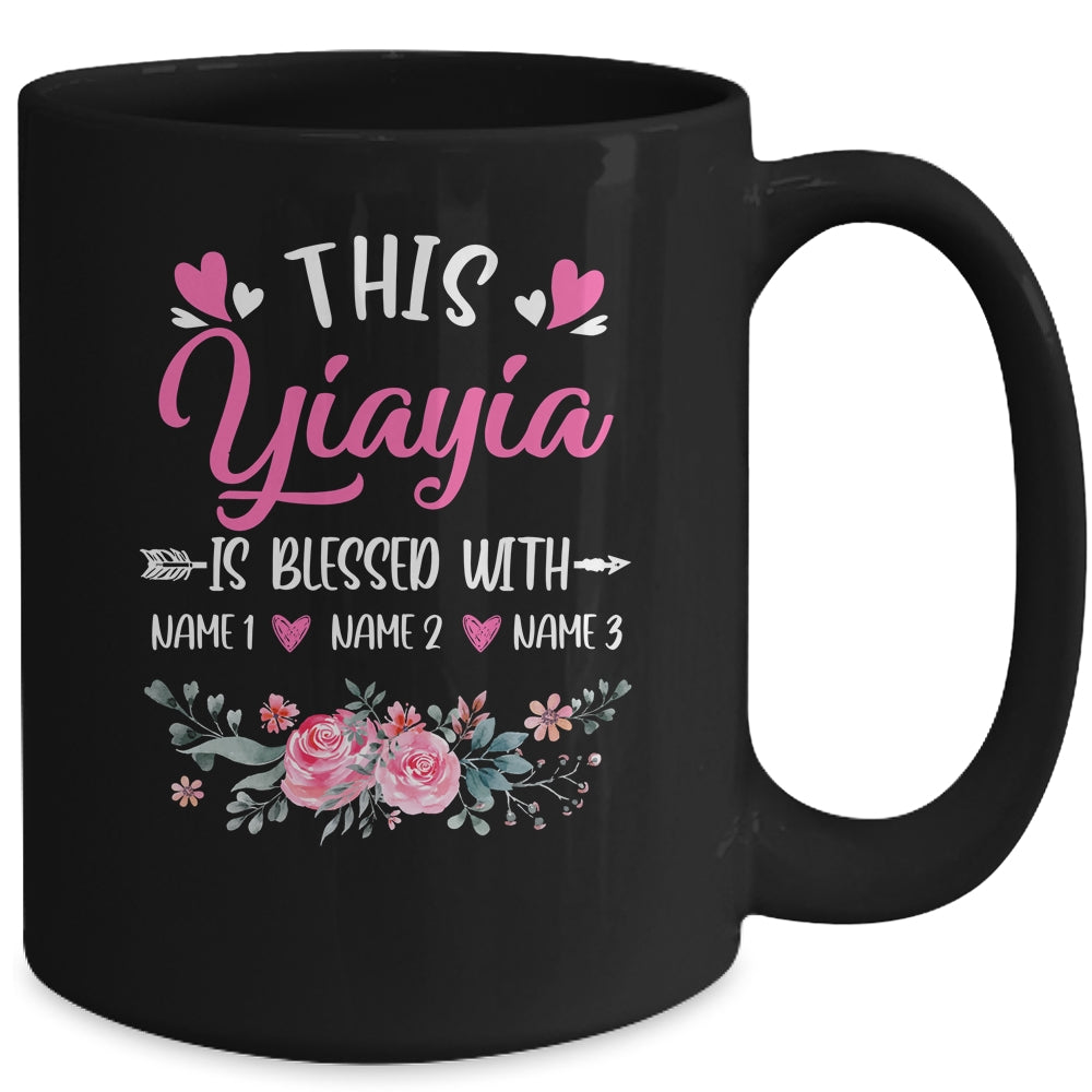 Personalized This Yiayia Is Blessed With Kids Custom Yiayia Name Flower Mothers Day Birthday Christmas Mug | siriusteestore