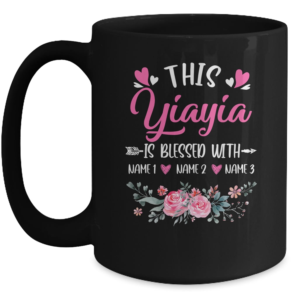Personalized This Yiayia Is Blessed With Kids Custom Yiayia Name Flower Mothers Day Birthday Christmas Mug | siriusteestore