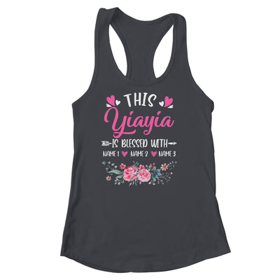 Personalized This Yiayia Is Blessed With Kids Custom Yiayia Name Flower Mothers Day Birthday Christmas Shirt & Tank Top | siriusteestore