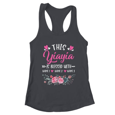 Personalized This Yiayia Is Blessed With Kids Custom Yiayia Name Flower Mothers Day Birthday Christmas