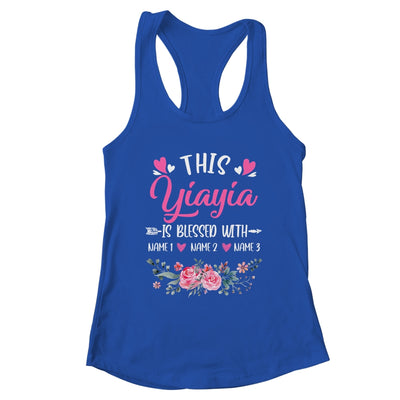 Personalized This Yiayia Is Blessed With Kids Custom Yiayia Name Flower Mothers Day Birthday Christmas