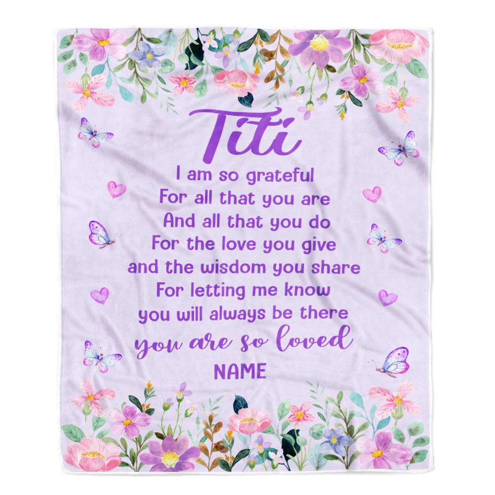 Personalized Titi Blanket From Niece Nephew Floral Butterfly Love You Give Titi Mothers Day Birthday Christmas Customized Bed Fleece Throw Blanket | siriusteestore