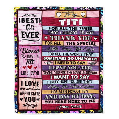 Personalized Titi Blanket From Niece Nephew Thank You For The Love Titi Mothers Day Birthday Christmas Customized Bed Fleece Throw Blanket | siriusteestore