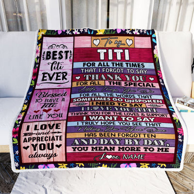 Personalized Titi Blanket From Niece Nephew Thank You For The Love Titi Mothers Day Birthday Christmas Customized Bed Fleece Throw Blanket | siriusteestore