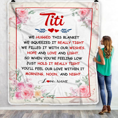 Personalized Titi Blanket From Niece Nephew We Hugged This Blanket Floral Titi Birthday Mothers Day Christmas Customized Fleece Throw Blanket | siriusteestore