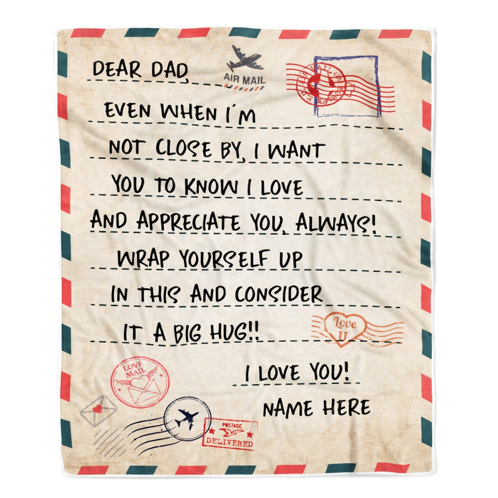 Personalized To Dad Blanket From Daughter Son I Love You Mail Letter for Keep Health Dad Birthday Fathers Day Christmas Customized Fleece Blanket | siriusteestore