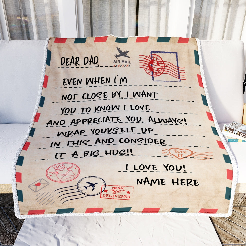 Personalized To Dad Blanket From Daughter Son I Love You Mail Letter for Keep Health Dad Birthday Fathers Day Christmas Customized Fleece Blanket | siriusteestore