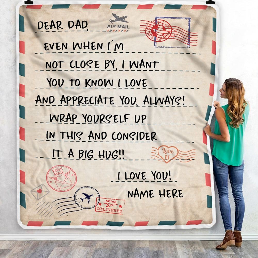 Personalized To Dad Blanket From Daughter Son I Love You Mail Letter for Keep Health Dad Birthday Fathers Day Christmas Customized Fleece Blanket | siriusteestore