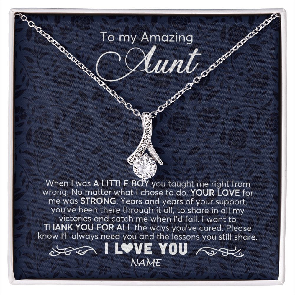 Alluring Beauty Necklace | Personalized To My Amazing Aunt Necklace From Nephew When I Was A Little Boy Aunt Birthday Mothers Day Christmas Jewelry Customized Gift Box Message Card | siriusteestore