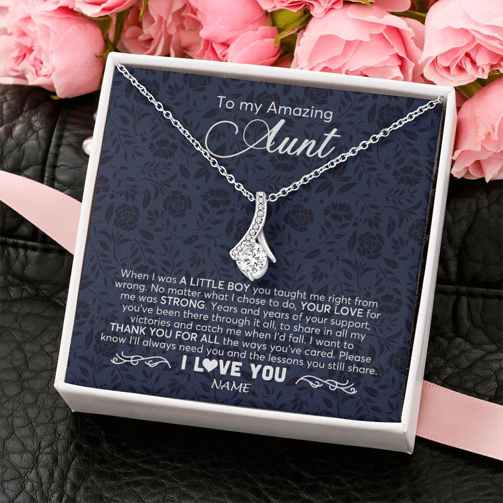 Alluring Beauty Necklace | Personalized To My Amazing Aunt Necklace From Nephew When I Was A Little Boy Aunt Birthday Mothers Day Christmas Jewelry Customized Gift Box Message Card | siriusteestore