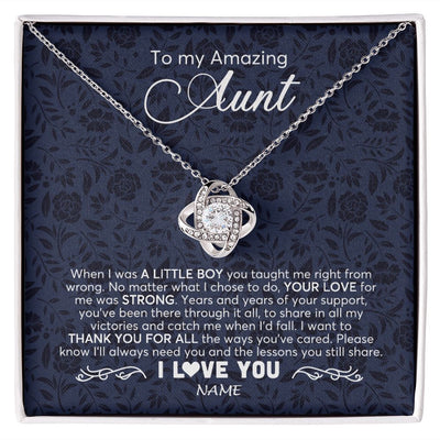 Love Knot Necklace | Personalized To My Amazing Aunt Necklace From Nephew When I Was A Little Boy Aunt Birthday Mothers Day Christmas Jewelry Customized Gift Box Message Card | siriusteestore
