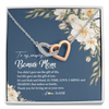 Interlocking Hearts Necklace | Personalized To My Amazing Bonus Mom Necklace from Daughter Thank You Step Mom Jewelry Birthday Mothers Day Thanksgiving Christmas Customized Message Card | siriusteestore