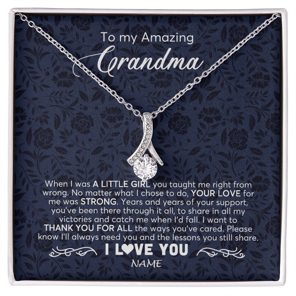 Alluring Beauty Necklace | Personalized To My Amazing Grandma Necklace From Granddaughter When I Was A Little Girl Grandma Birthday Mothers Day Christmas Customized Gift Box Message Card | siriusteestore