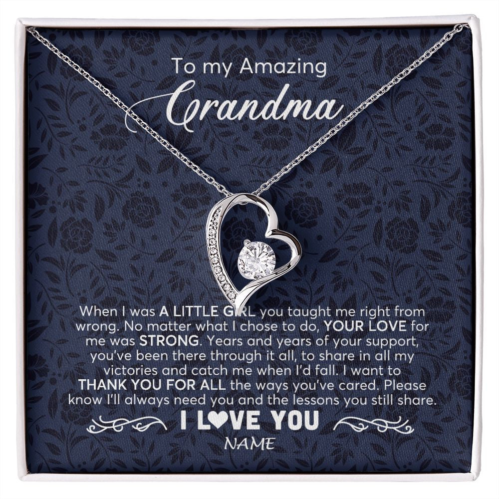 Forever Love Necklace | Personalized To My Amazing Grandma Necklace From Granddaughter When I Was A Little Girl Grandma Birthday Mothers Day Christmas Customized Gift Box Message Card | siriusteestore