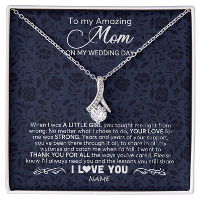 Alluring Beauty Necklace | Personalized To My Amazing Mom Necklace From Daughter On My Wedding Day When I Was A Little Girl Mother Of Brid Wedding Day Customized Gift Box Message Card | siriusteestore