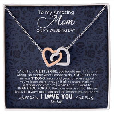 Interlocking Hearts Necklace | Personalized To My Amazing Mom Necklace From Daughter On My Wedding Day When I Was A Little Girl Mother Of Brid Wedding Day Customized Gift Box Message Card | siriusteestore
