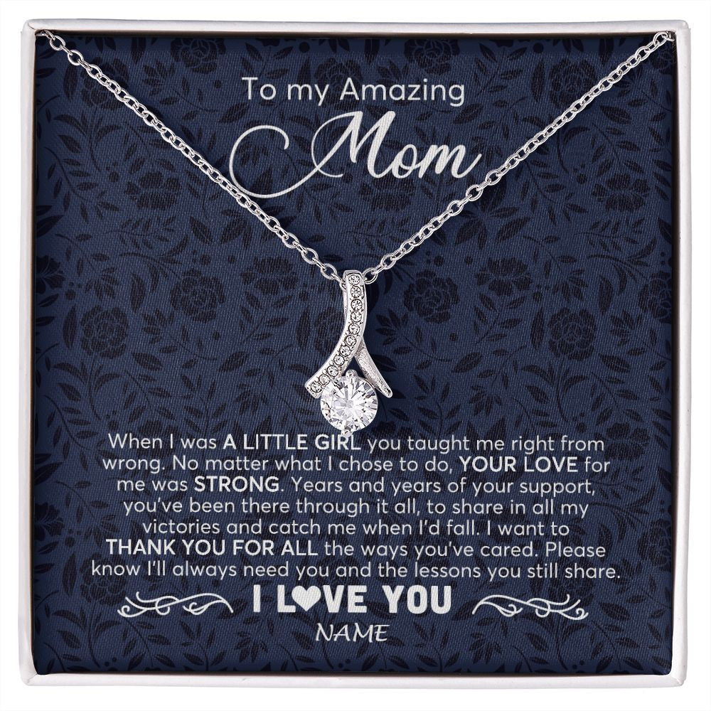 Alluring Beauty Necklace | Personalized To My Amazing Mom Necklace From Daughter When I Was A Little Girl Mom Birthday Mothers Day Christmas Jewelry Customized Gift Box Message Card | siriusteestore