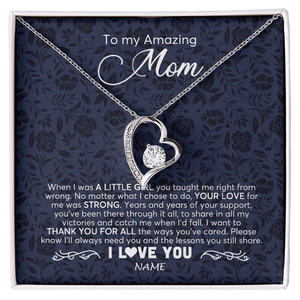 Forever Love Necklace | Personalized To My Amazing Mom Necklace From Daughter When I Was A Little Girl Mom Birthday Mothers Day Christmas Jewelry Customized Gift Box Message Card | siriusteestore