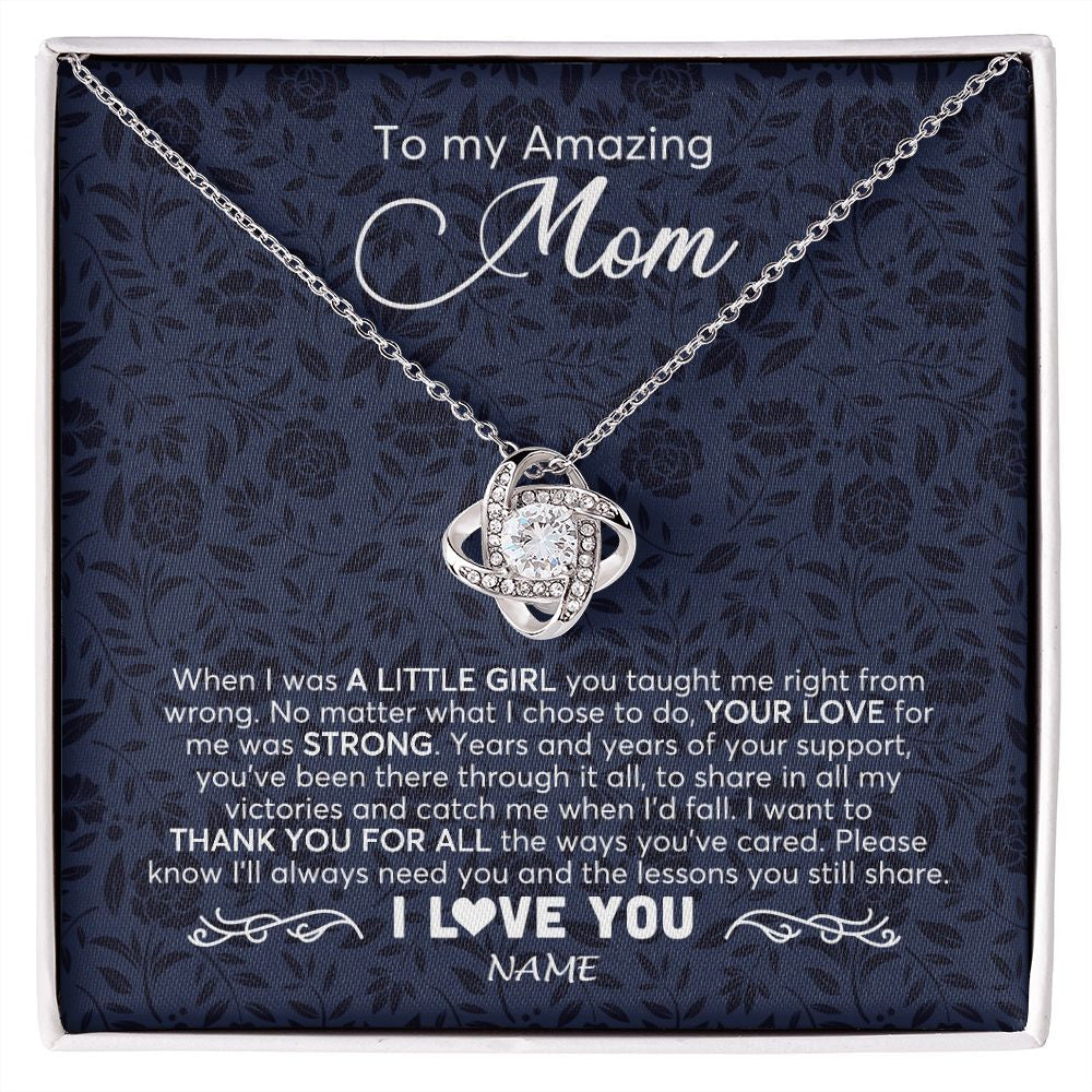 Love Knot Necklace | Personalized To My Amazing Mom Necklace From Daughter When I Was A Little Girl Mom Birthday Mothers Day Christmas Jewelry Customized Gift Box Message Card | siriusteestore