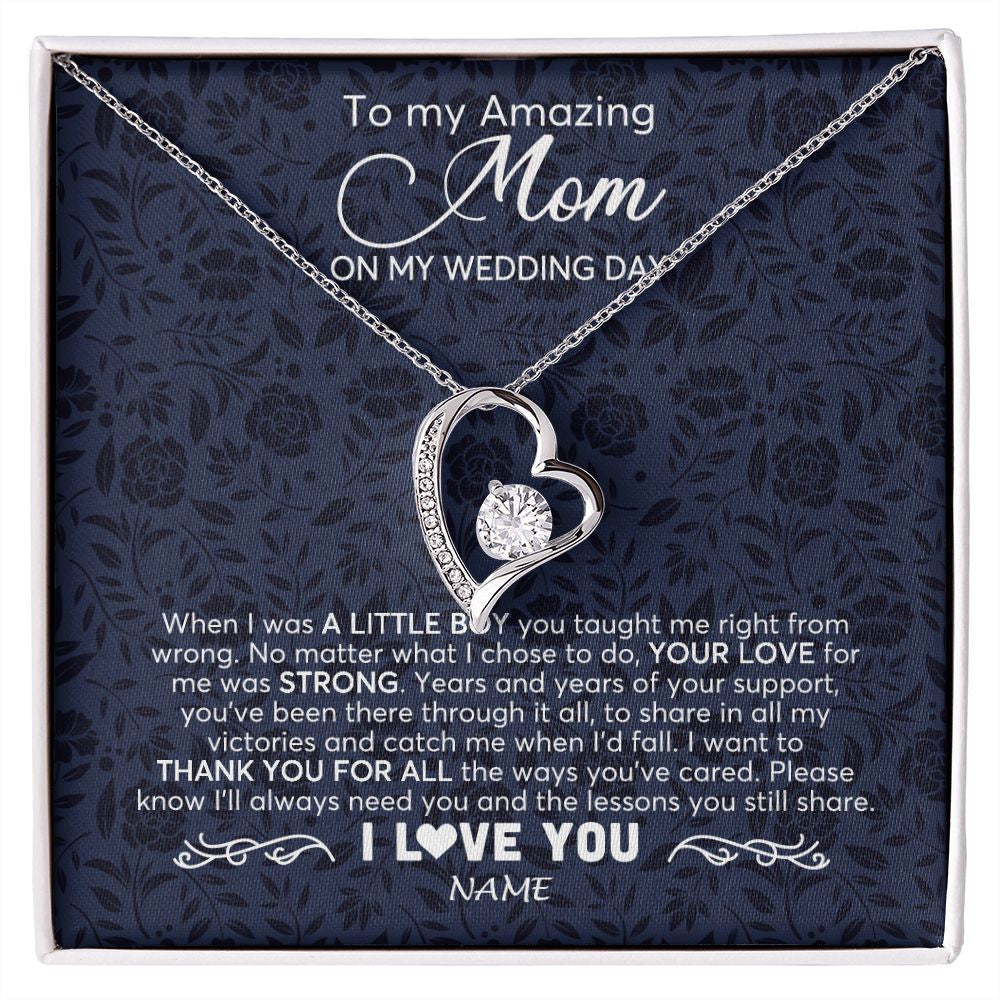 Forever Love Necklace | Personalized To My Amazing Mom Necklace From Son On My Wedding Day When I Was A Little Boy Mother Of Groom Wedding Day Jewelry Customized Gift Box Message Card | siriusteestore