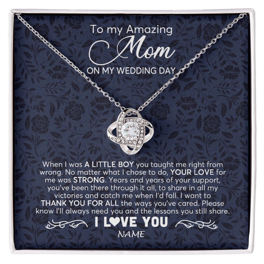 Love Knot Necklace | Personalized To My Amazing Mom Necklace From Son On My Wedding Day When I Was A Little Boy Mother Of Groom Wedding Day Jewelry Customized Gift Box Message Card | siriusteestore