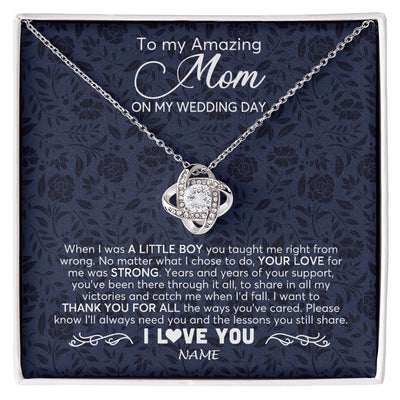 Love Knot Necklace | Personalized To My Amazing Mom Necklace From Son On My Wedding Day When I Was A Little Boy Mother Of Groom Wedding Day Jewelry Customized Gift Box Message Card | siriusteestore