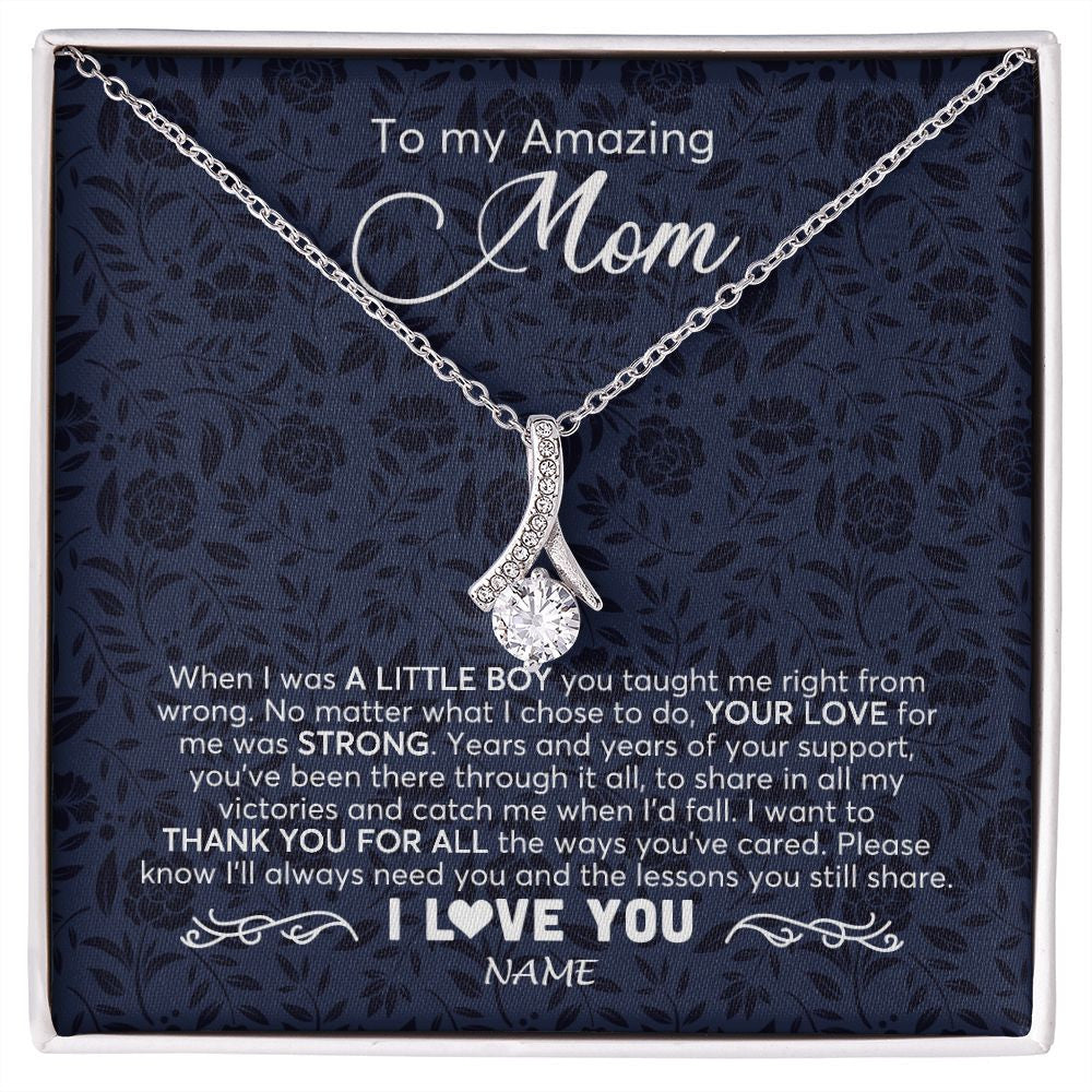Alluring Beauty Necklace | Personalized To My Amazing Mom Necklace From Son When I Was A Little Boy Mom Birthday Mothers Day Christmas Jewelry Customized Gift Box Message Card | siriusteestore
