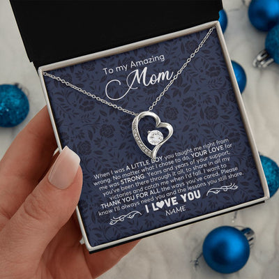 Forever Love Necklace | Personalized To My Amazing Mom Necklace From Son When I Was A Little Boy Mom Birthday Mothers Day Christmas Jewelry Customized Gift Box Message Card | siriusteestore