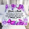 Personalized To My Aunt Blanket From Niece Nephew Butterfly Love And Appreciate Aunt Birthday Mothers Day Christmas Customized Fleece Throw Blanket | siriusteestore