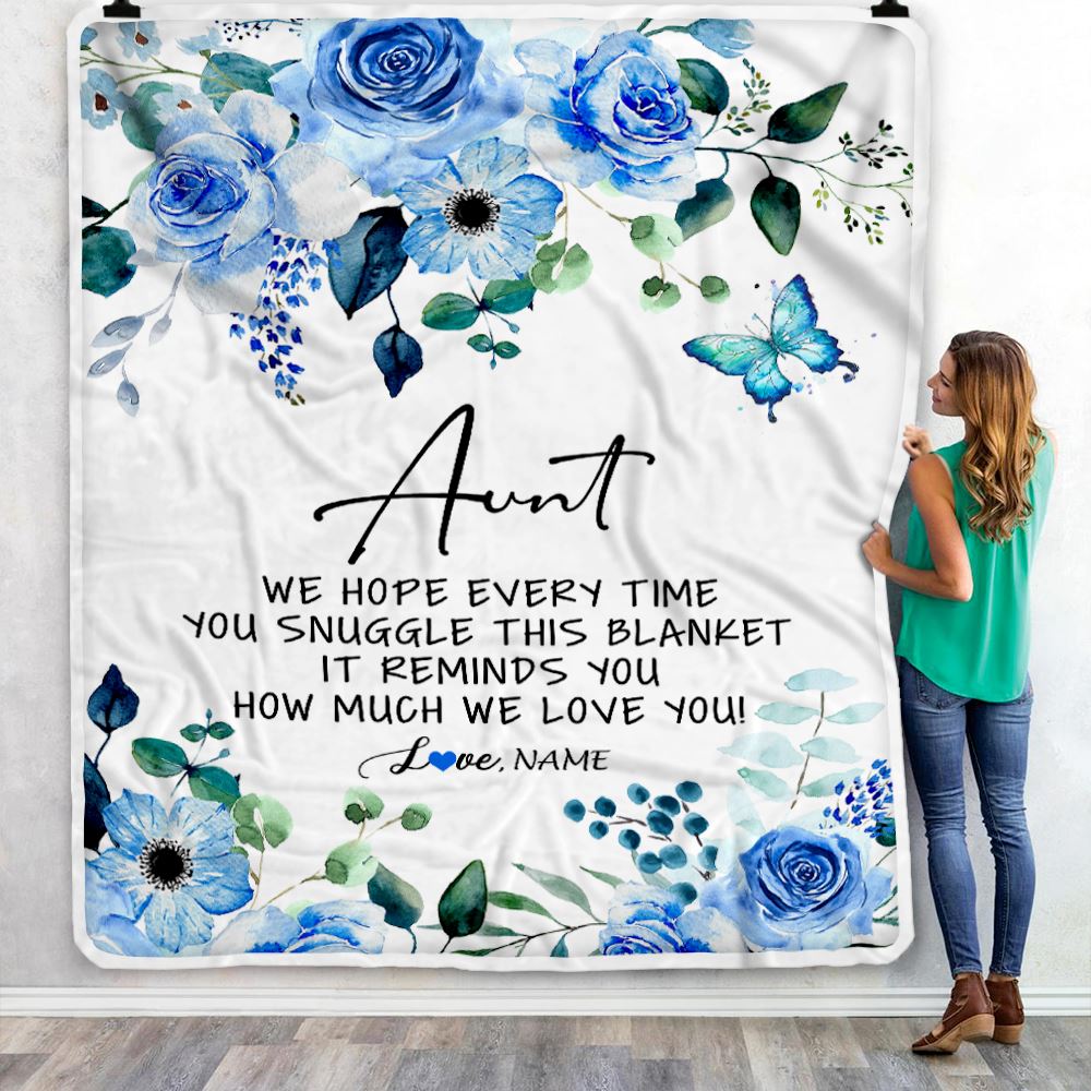 Personalized To My Aunt Blanket From Niece Nephew Floral How Much We Love You Aunt Birthday Mothers Day Christmas Customized Fleece Throw Blanket | siriusteestore