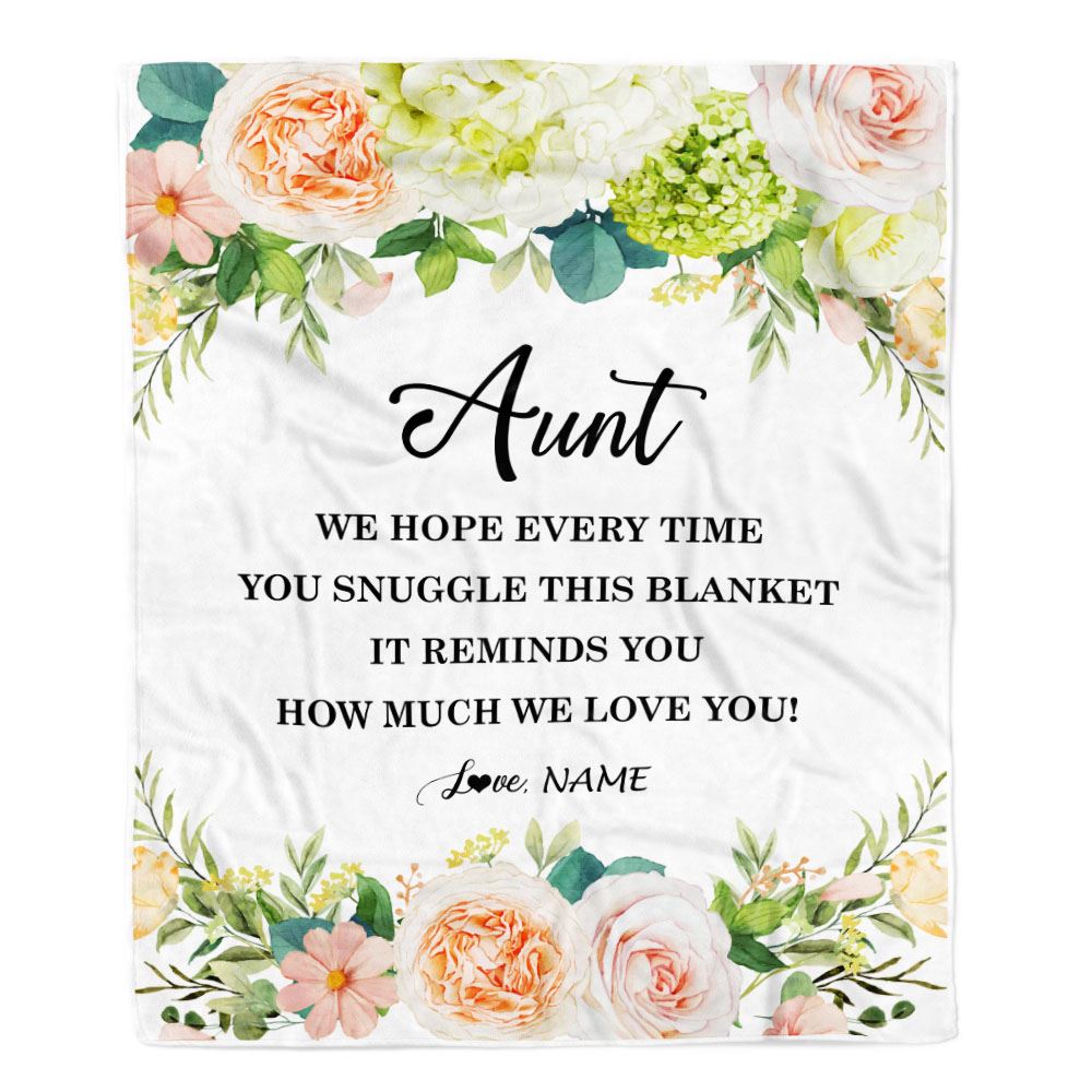 Personalized To My Aunt Blanket From Niece Nephew How Much We Love You Flower Aunt Birthday Mothers Day Christmas Customized Fleece Throw Blanket | siriusteestore
