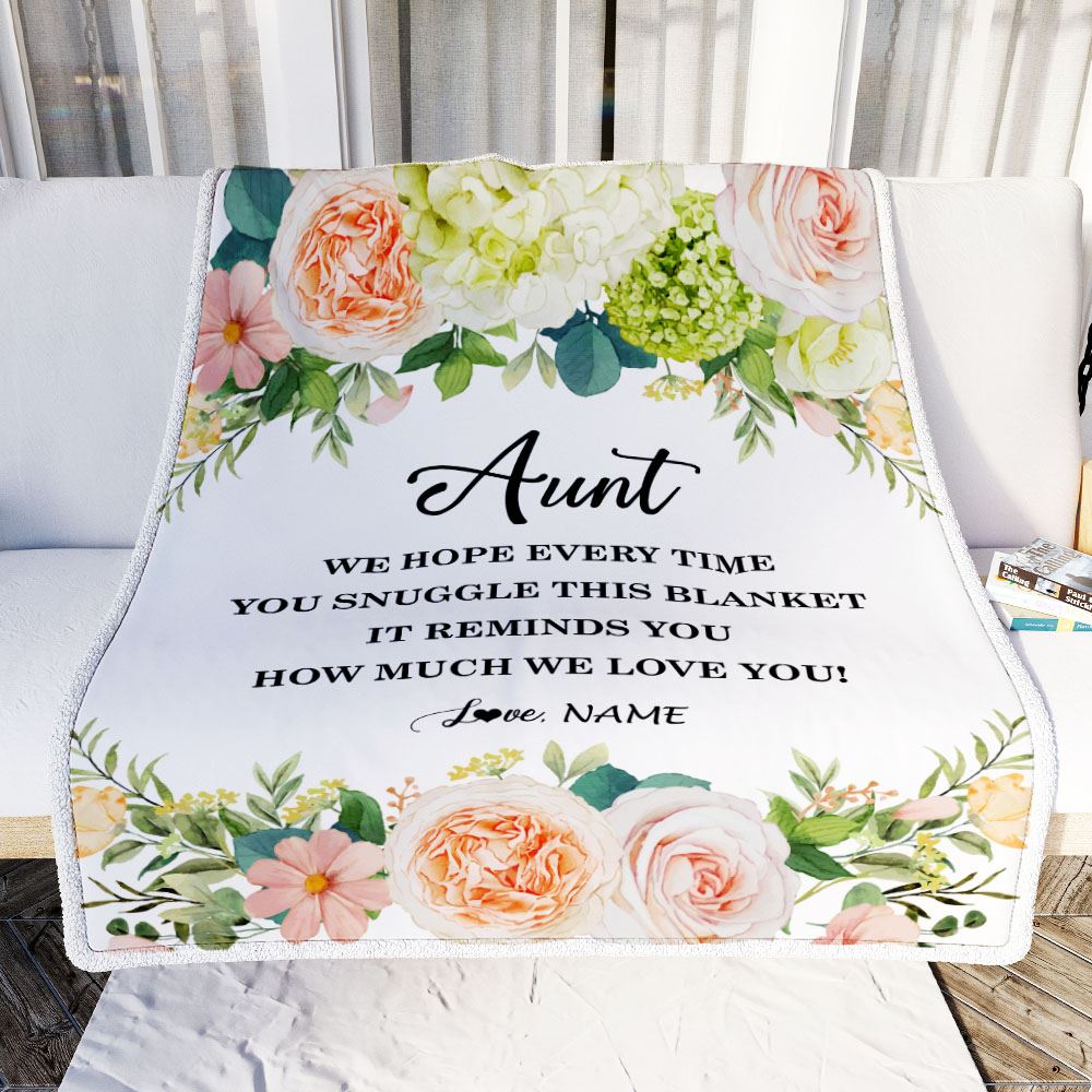 Personalized To My Aunt Blanket From Niece Nephew How Much We Love You Flower Aunt Birthday Mothers Day Christmas Customized Fleece Throw Blanket | siriusteestore