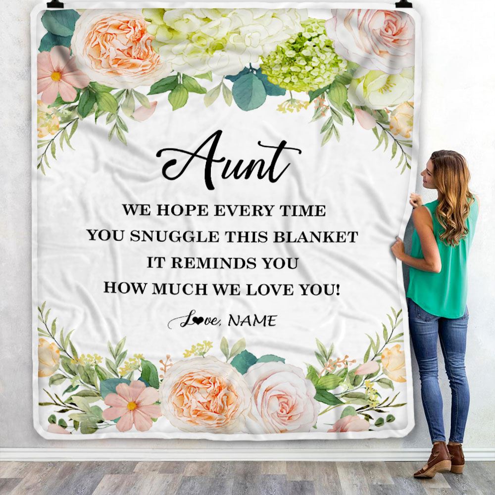 Personalized To My Aunt Blanket From Niece Nephew How Much We Love You Flower Aunt Birthday Mothers Day Christmas Customized Fleece Throw Blanket | siriusteestore