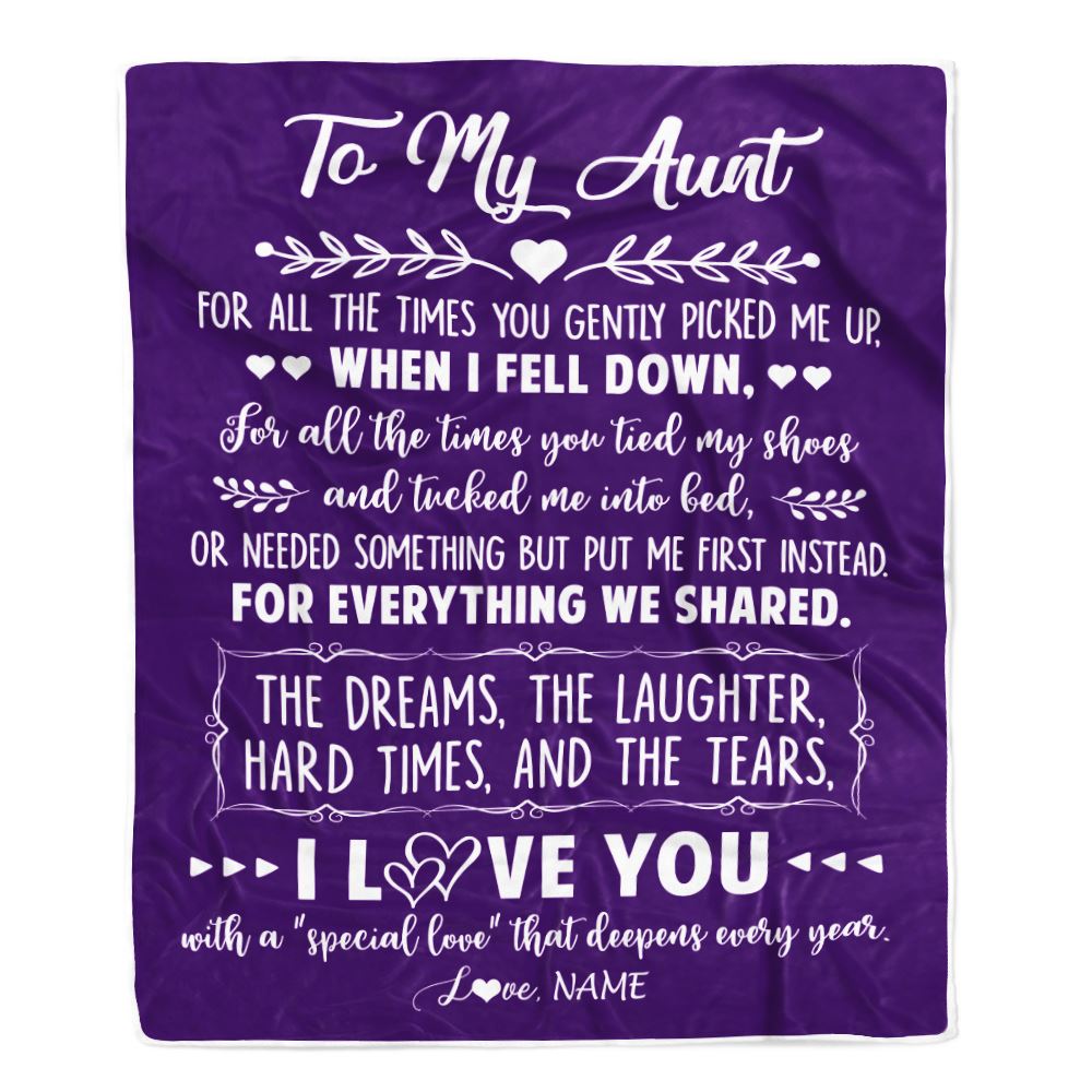 Personalized To My Aunt Blanket From Niece Nephew I Love You With A Special Love Aunt Birthday Mothers Day Christmas Customized Fleece Throw Blanket | siriusteestore