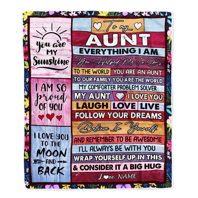 Personalized To My Aunt Blanket From Niece Nephew Wood Everything I Am You Helped Me To Be Aunt Birthday Mothers Day Christmas Fleece Blanket | siriusteestore