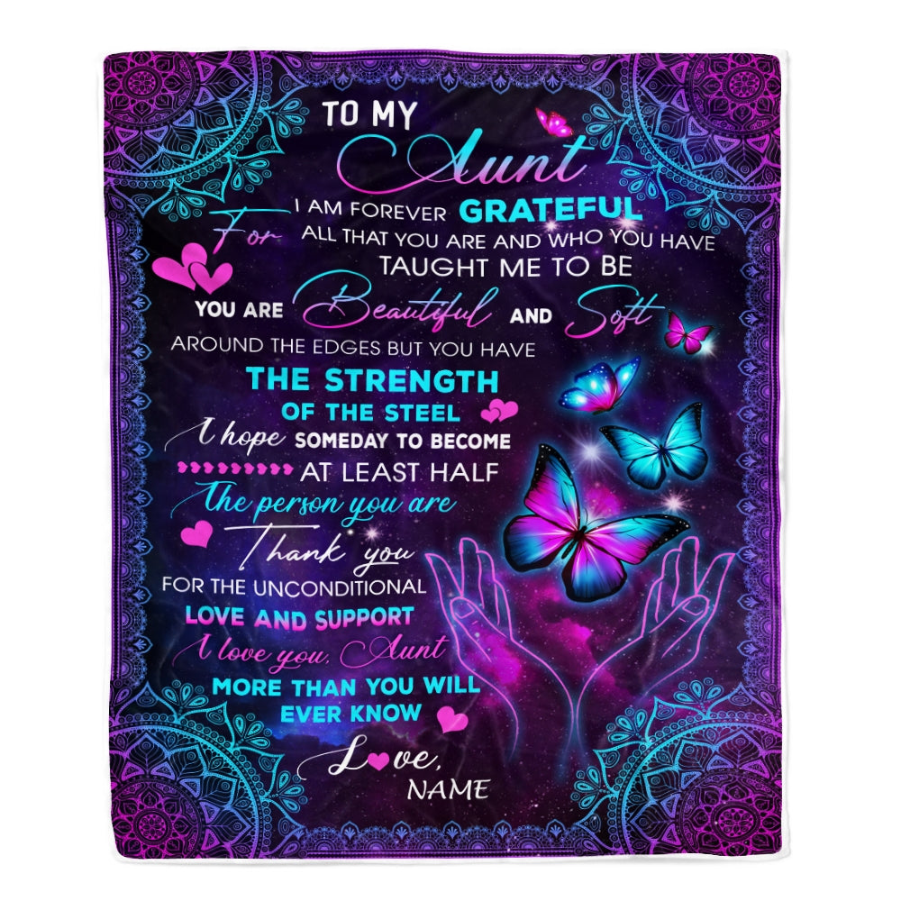 Personalized To My Aunt Blanket From Niece Nephew You Are Beautiful Butterfly Aunt Birthday Mothers Day Christmas Customized Fleece Throw Blanket | siriusteestore