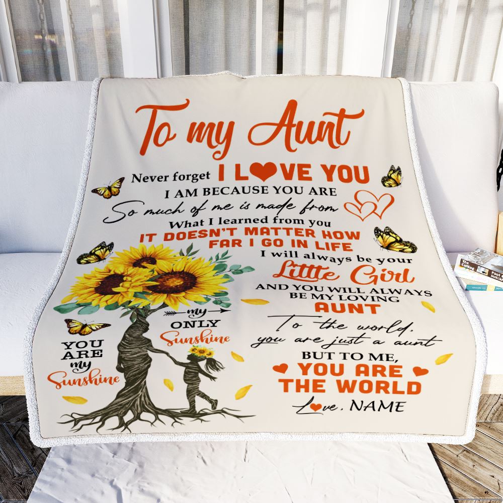 Personalized To My Aunt Blanket From Niece Sunflower Never Forget I Love You Aunt Birthday Mothers Day Christmas Customized Bed Fleece Throw Blanket | siriusteestore