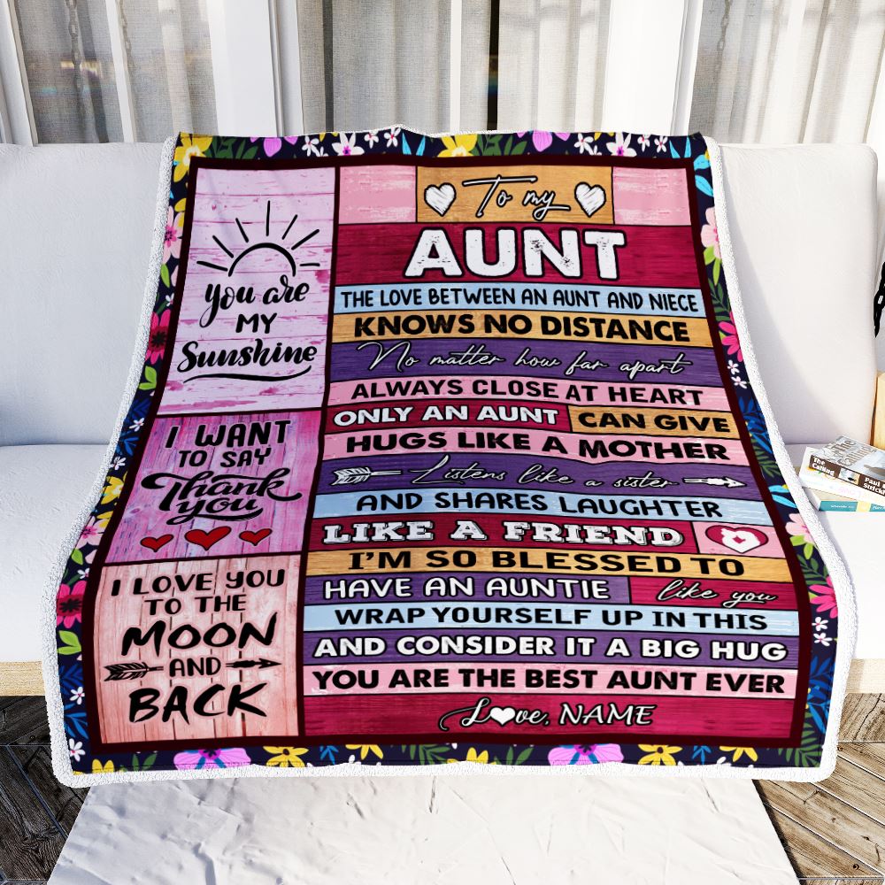 Personalized To My Aunt Blanket From Niece Wood The Love Between An Aunt And Niece Birthday Mothers Day Christmas Thanksgiving Customized Fleece Throw Blanket | siriusteestore